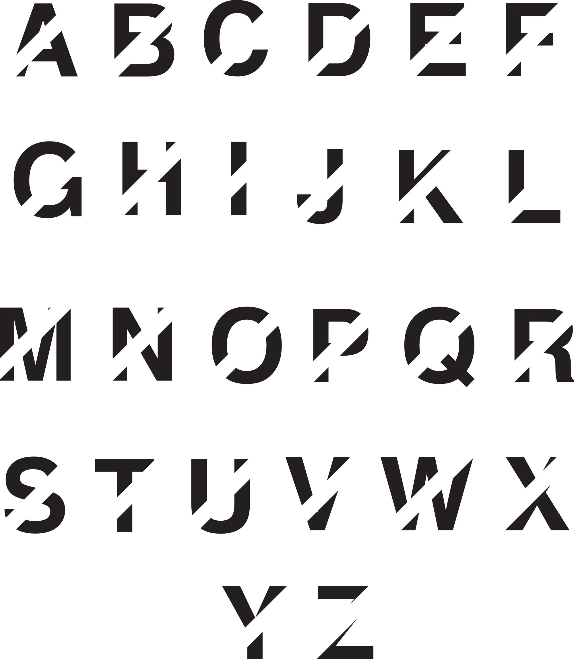Plus c’est moins — l’alphabet entaillé