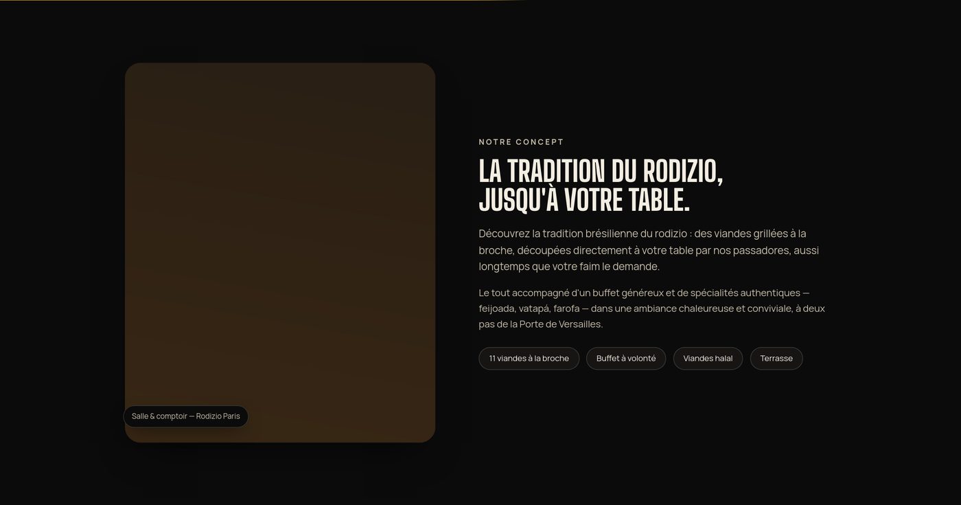 Rodizio Paris — section concept, desktop